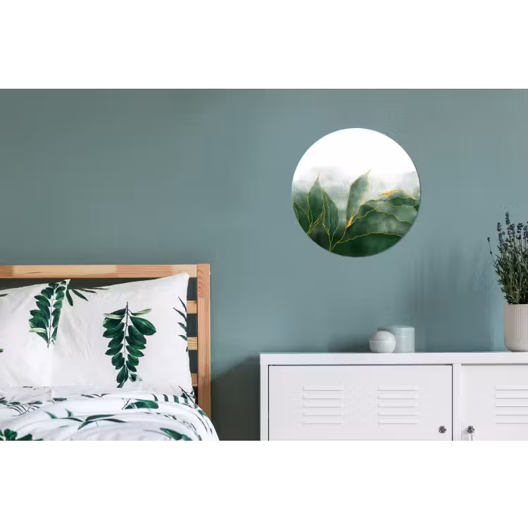 Marmer - Groen - Luxe - Goud - Marmerlook Wandcirkel aluminium klein -slaapkamer