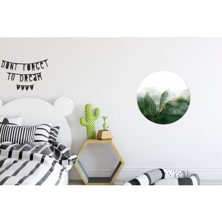 Marmer - Groen - Luxe - Goud - Marmerlook Wandcirkel aluminium klein -kinderkamer