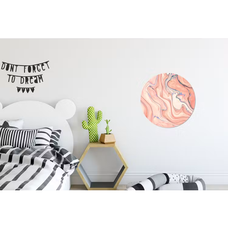 Marmer - Pastel - Roze - Blauw - Marmerlook - Abstract Wandcirkel aluminium klein -kinderkamer