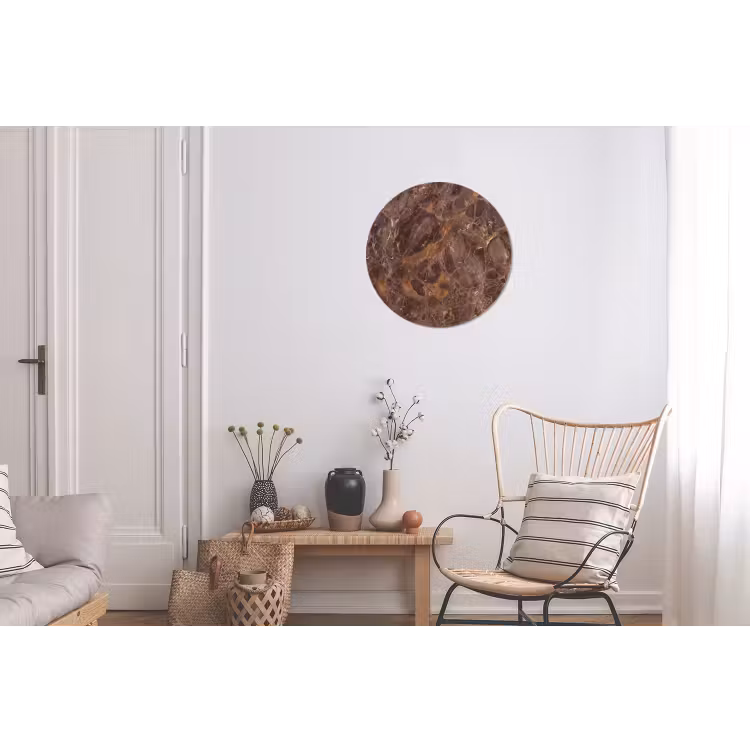 Marmer - Patroon - Natuur - Bruin - Goud Wandcirkel aluminium klein -woonkamer