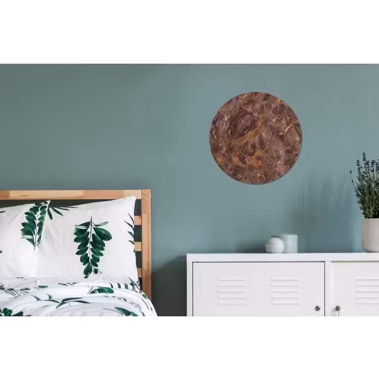 Marmer - Patroon - Natuur - Bruin - Goud Wandcirkel aluminium klein -slaapkamer