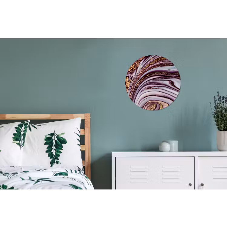 Marmer - Roze - Goud - Glitter - Marmerlook - Luxe Wandcirkel aluminium klein -slaapkamer