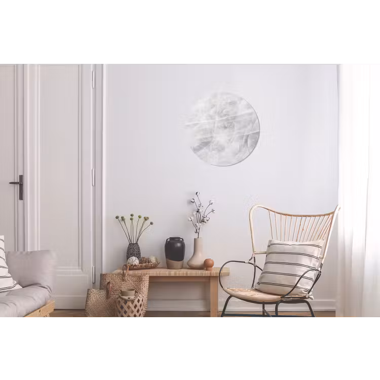 Marmer - Steen - Wit - Luxe - Marmerlook Wandcirkel aluminium klein -woonkamer