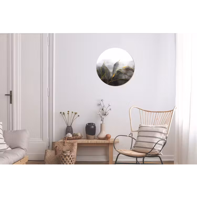 Marmer - Zwart - Goud - Luxe - Marmerlook Wandcirkel aluminium klein -woonkamer