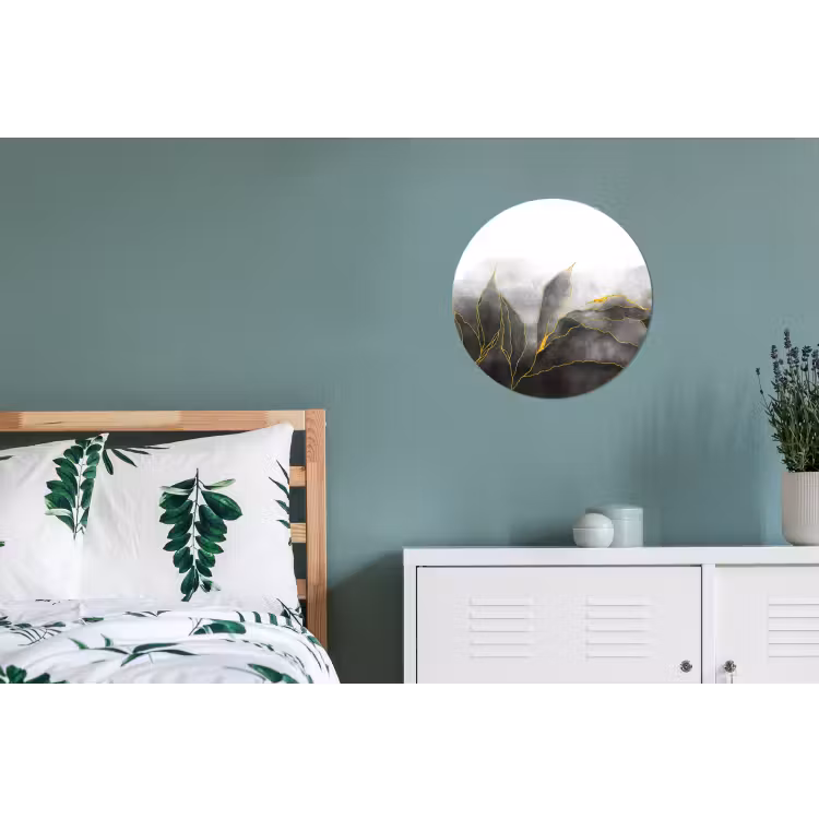 Marmer - Zwart - Goud - Luxe - Marmerlook Wandcirkel aluminium klein -slaapkamer