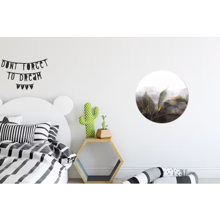 Marmer - Zwart - Goud - Luxe - Marmerlook Wandcirkel aluminium klein -kinderkamer