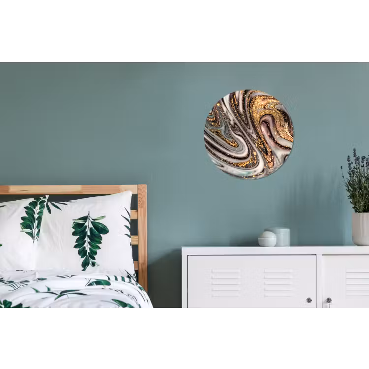Marmerlook - Goud - Glitter - Luxe - Marmer - Wit Wandcirkel aluminium klein -slaapkamer