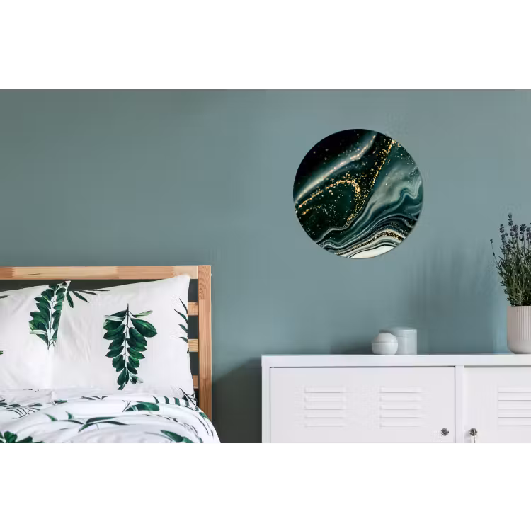 Marmerlook - Goud - Groen - Glitter - Design - Marmer Wandcirkel aluminium klein -slaapkamer
