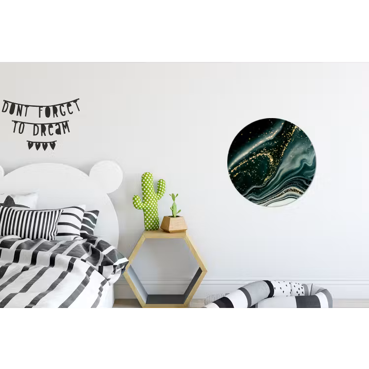 Marmerlook - Goud - Groen - Glitter - Design - Marmer Wandcirkel aluminium klein -kinderkamer