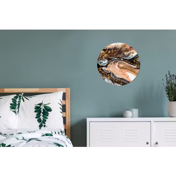 Marmerlook - Goud - Zwart - Glitter - Chic Wandcirkel aluminium klein -slaapkamer