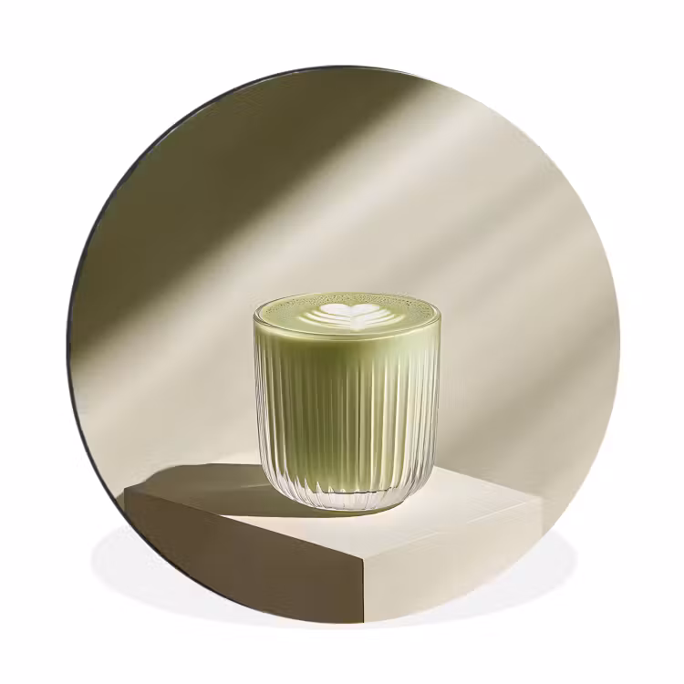 Matcha - Glas - Groen - Minimalistisch Wandcirkel aluminium klein -3d