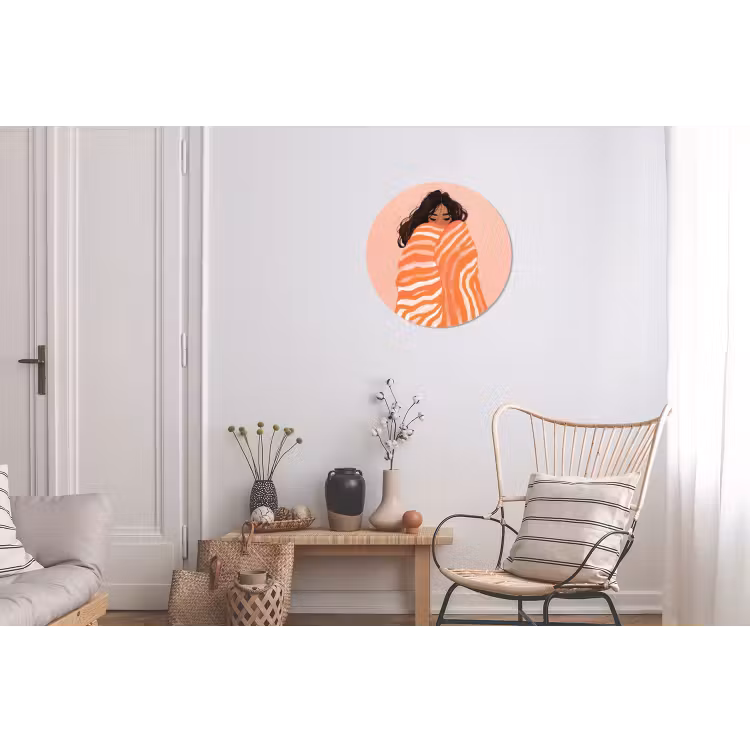 Meisje - Deken - Gestreept - Oranje Wandcirkel aluminium klein -woonkamer