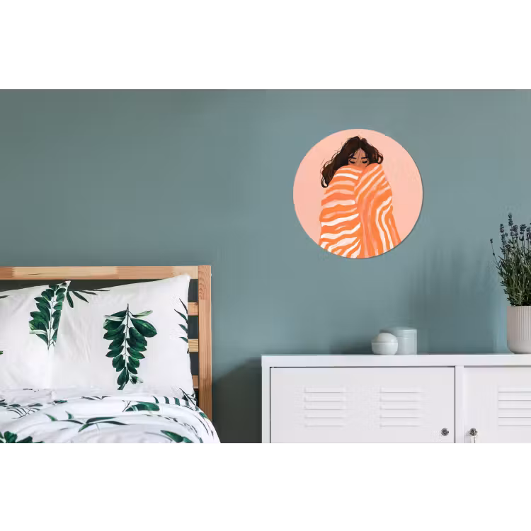 Meisje - Deken - Gestreept - Oranje Wandcirkel aluminium klein -slaapkamer