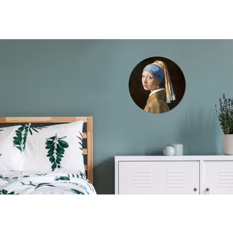 Meisje met de parel - Schilderij - Oude meesters - Vermeer Wandcirkel aluminium klein -slaapkamer
