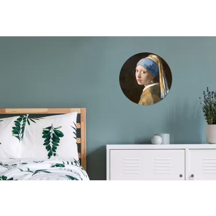 Meisje met de Parel - Schilderij van Johannes Vermeer Wandcirkel aluminium klein -slaapkamer
