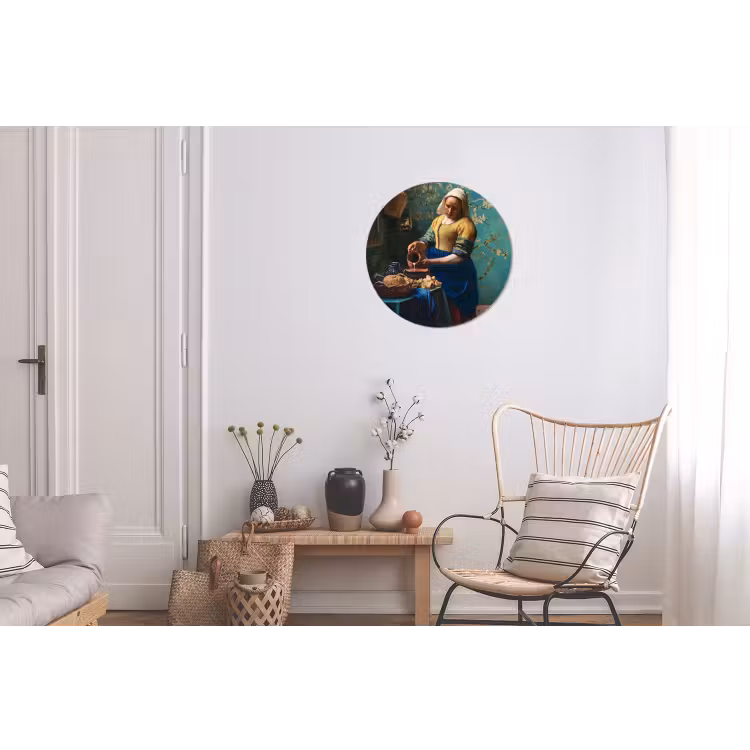 Melkmeisje - Amandelbloesem - Van Gogh - Vermeer - Schilderij - Oude meesters Wandcirkel aluminium klein -woonkamer