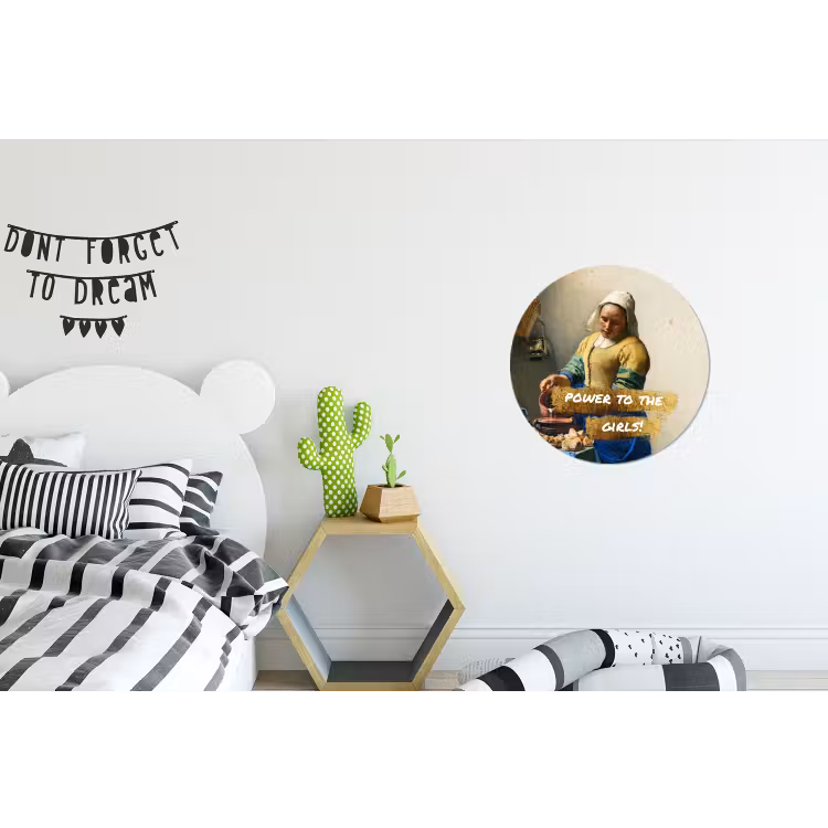 Melkmeisje - Goud - Quotes - Schilderij - Oude meesters Wandcirkel aluminium klein -kinderkamer