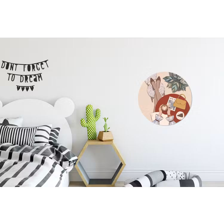 Mensen - Cafe - Koffie - Stadsleven - Modern Wandcirkel aluminium klein -kinderkamer