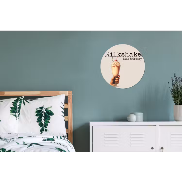 Milkshake - Kers - Rietje Wandcirkel aluminium klein -slaapkamer