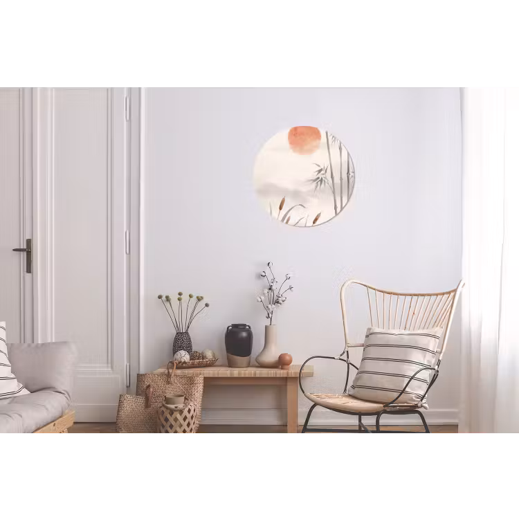 Minimalistisch - Bamboe - Groen Wandcirkel aluminium klein -woonkamer