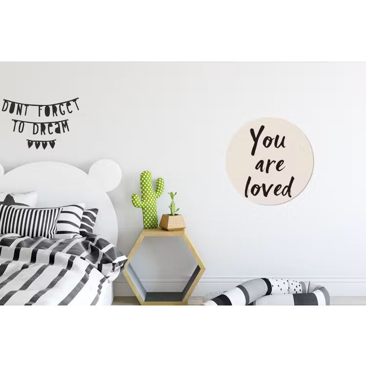 Minimalistisch - Beige - Love Wandcirkel aluminium klein -kinderkamer