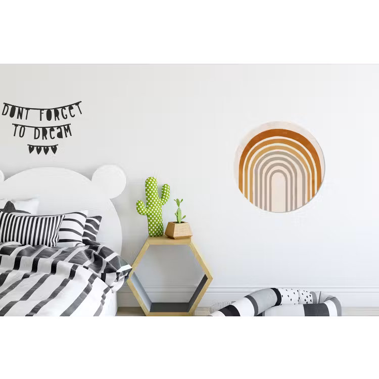 Minimalistisch - Boog - Lijnen - Beige Wandcirkel aluminium klein -kinderkamer