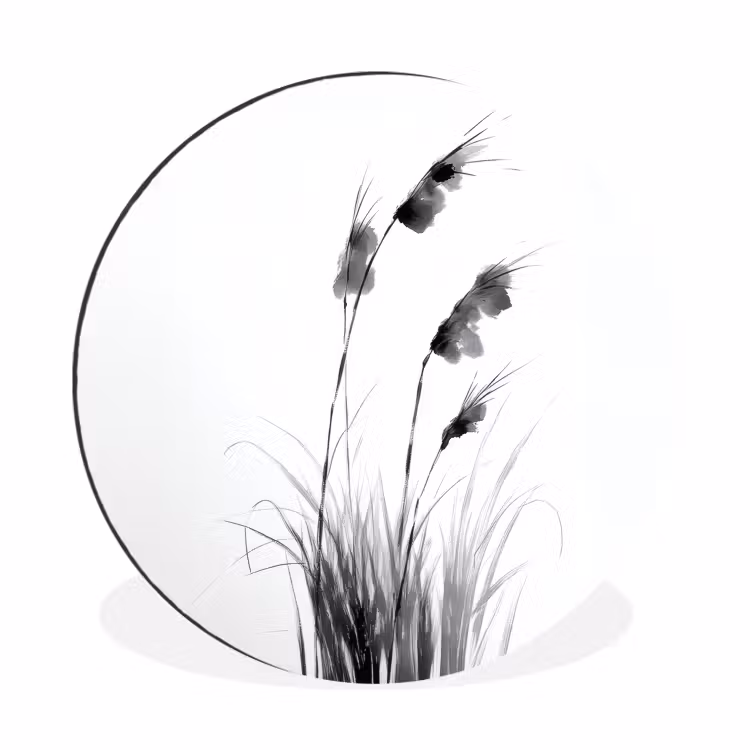 Minimalistisch - Stelen - Wit Wandcirkel aluminium klein -3d