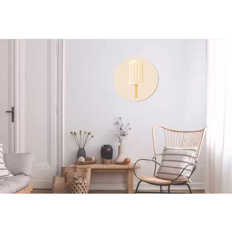 Minimalistisch - Waterijsje - Stokje - Beige Wandcirkel aluminium klein -woonkamer
