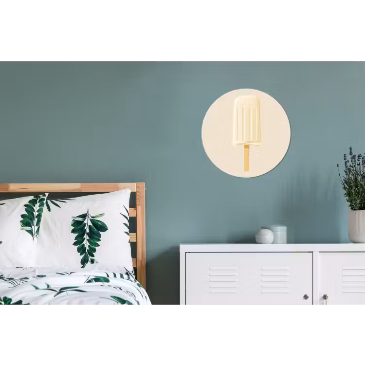 Minimalistisch - Waterijsje - Stokje - Beige Wandcirkel aluminium klein -slaapkamer