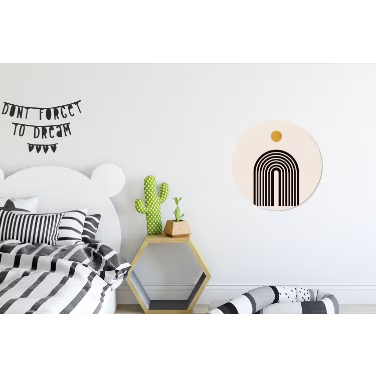 Minimalistisch - Zwarte boog - Gouden cirkel Wandcirkel aluminium klein -kinderkamer