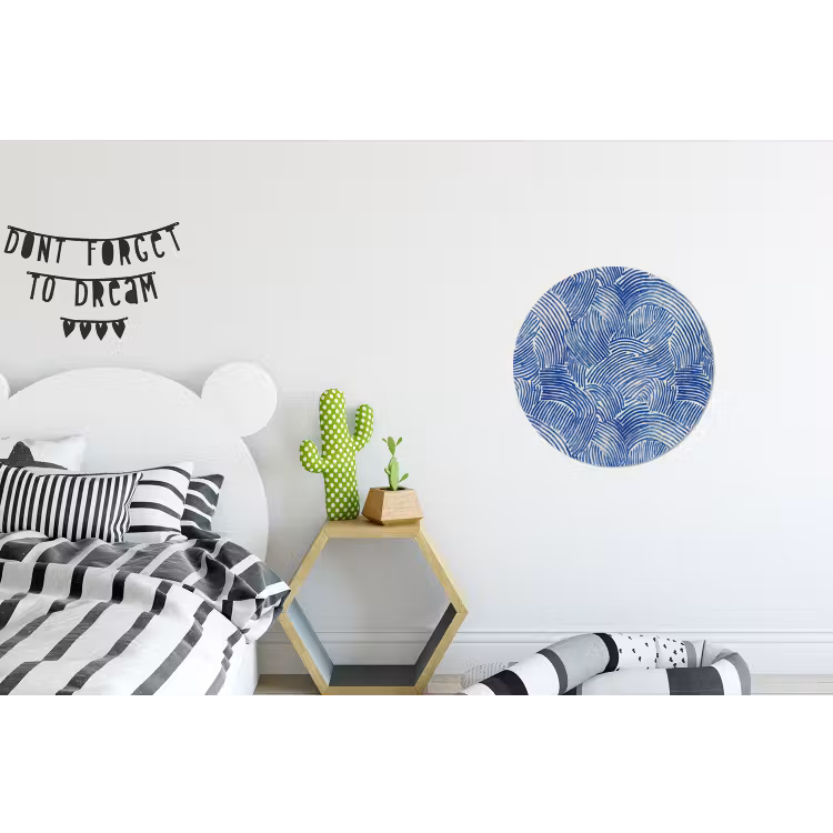 Modern - Abstract - Blauw Wandcirkel aluminium klein 190 -kinderkamer