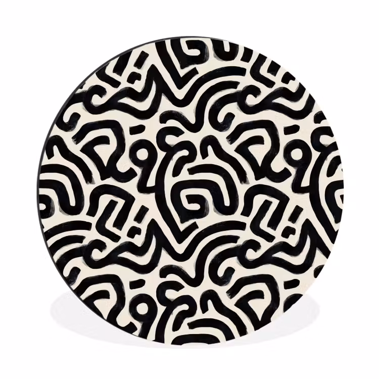 Modern - Abstract - Zwart Wandcirkel aluminium klein 190 -3d
