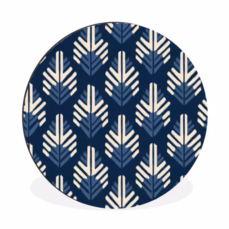 Modern - Patroon - Blauw Wandcirkel aluminium klein 190 -3d