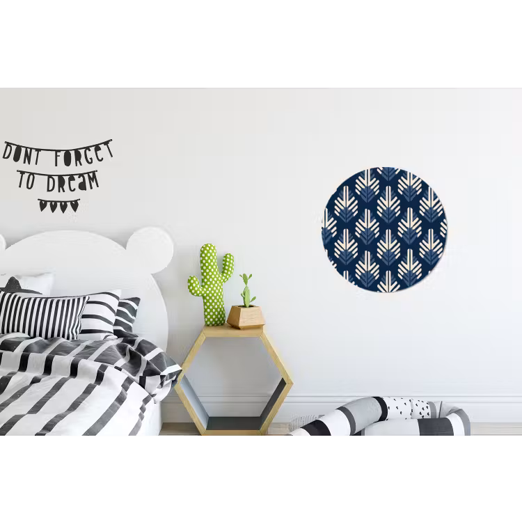 Modern - Patroon - Blauw Wandcirkel aluminium klein 190 -kinderkamer