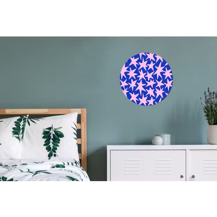 Modern - Sterren - Blauw Wandcirkel aluminium klein 190 -slaapkamer