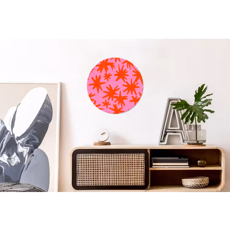 Modern - Sterren - Roze Wandcirkel aluminium klein 190 -kantoor
