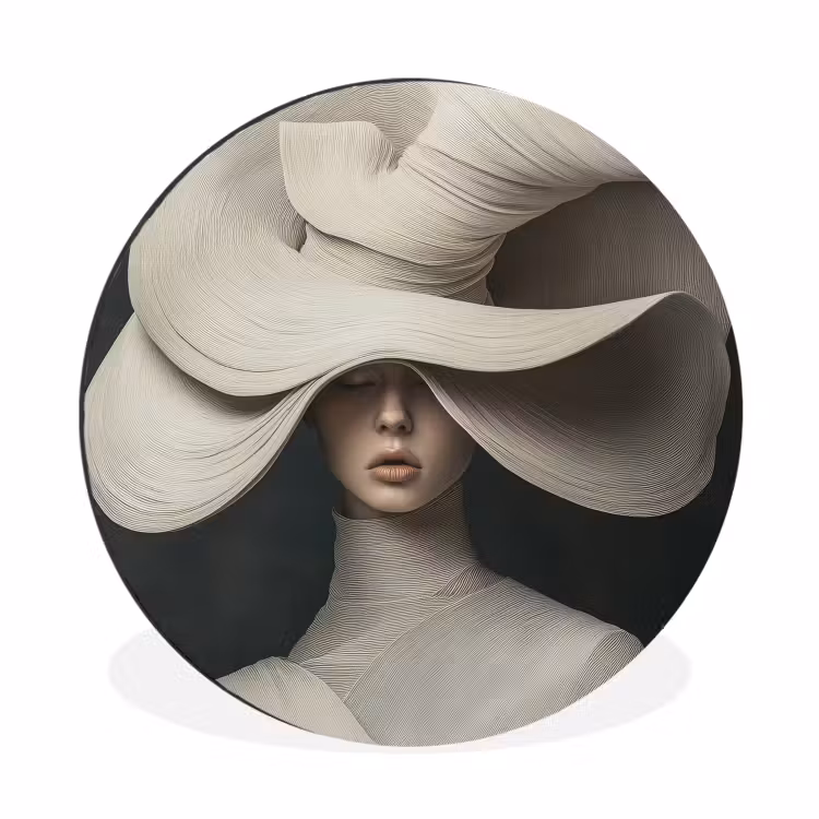 Modern - Vrouw - Hoed Wandcirkel aluminium klein -3d