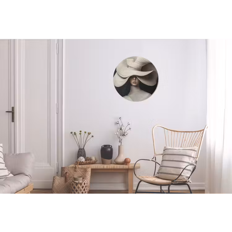 Modern - Vrouw - Hoed Wandcirkel aluminium klein -woonkamer