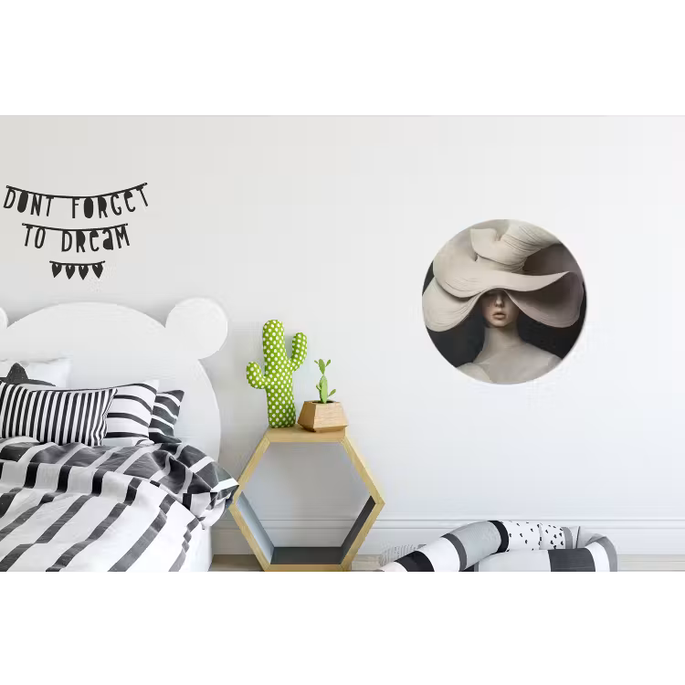 Modern - Vrouw - Hoed Wandcirkel aluminium klein -kinderkamer