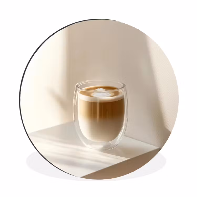Mok - Latte - Minimalistisch - Schaduw Wandcirkel aluminium klein -3d