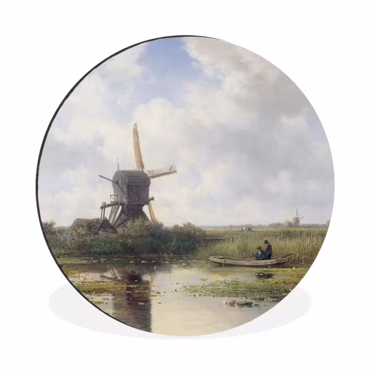 Molen - Willem Roelofs - Oude meesters - Kunst Wandcirkel aluminium klein -3d