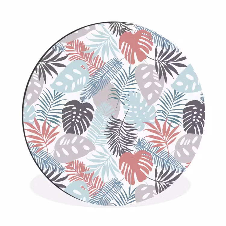 Monstera - Pastel - Bladeren - Tropical Wandcirkel aluminium klein -3d