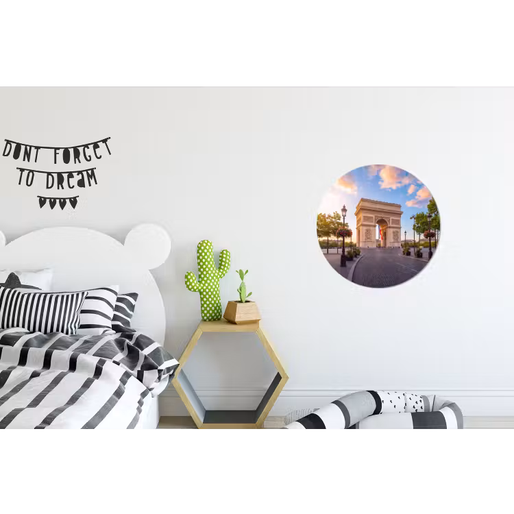 Monument - Parijs - Zonsondergang - Architectuur - Goud Wandcirkel aluminium klein -kinderkamer