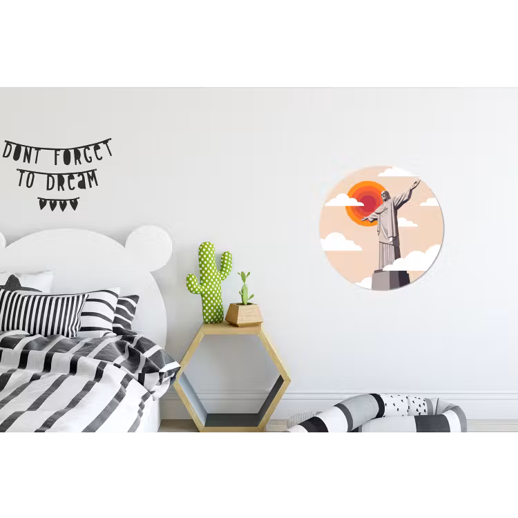 Monument - Stad - Zonsondergang - Minimalistisch - Oranje Wandcirkel aluminium klein -kinderkamer