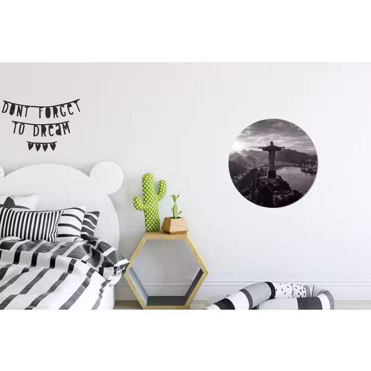 Monument - Stadsgezicht - Landschap - Zwart-wit Wandcirkel aluminium klein -kinderkamer