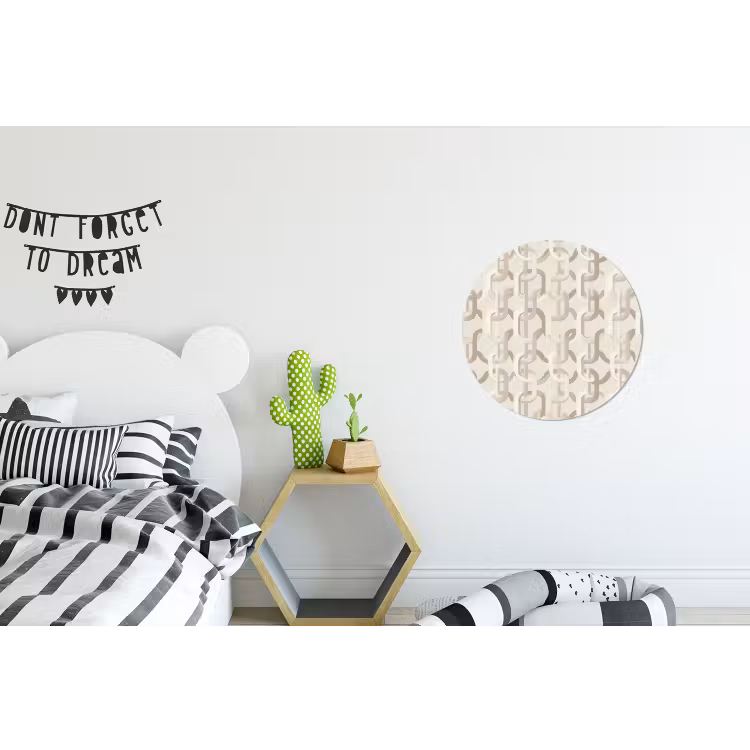 Motief - Abstract - Beige Wandcirkel aluminium klein 190 -kinderkamer