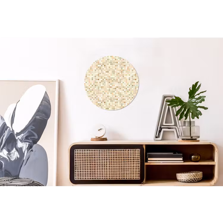 Mozaïek - Patroon - Beige Wandcirkel aluminium klein 190 -kantoor