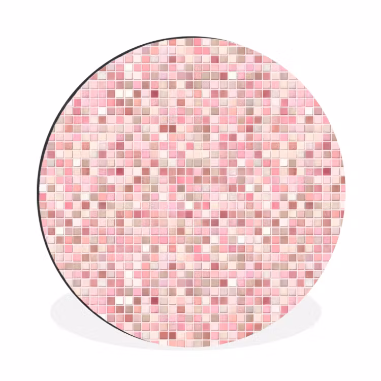 Mozaïek - Patroon - Roze Wandcirkel aluminium klein 190 -3d