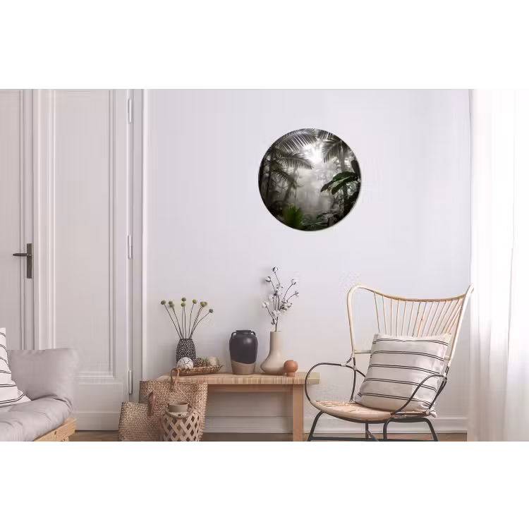 Natuur - Jungle - Mist - Groen - Bladeren Wandcirkel aluminium klein -woonkamer