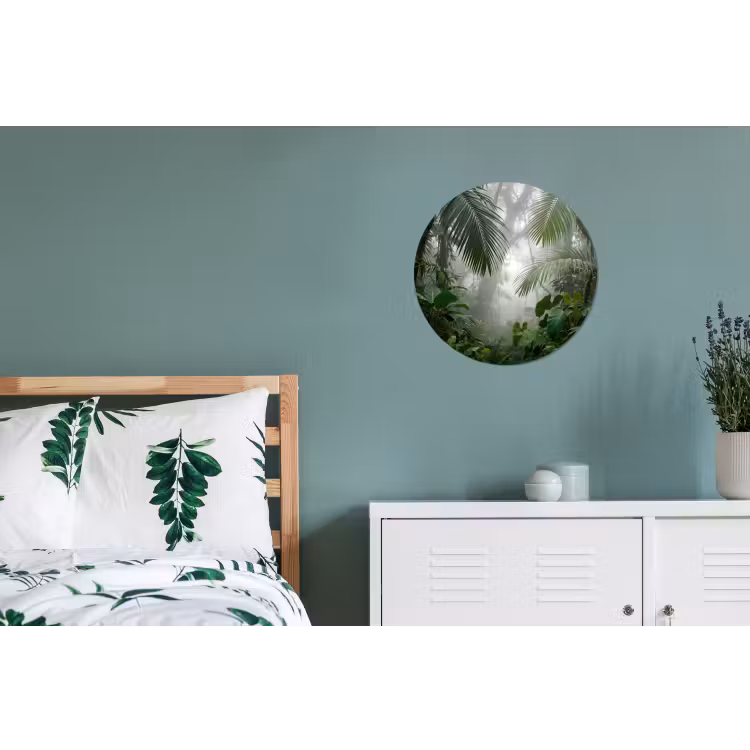 Natuur - Jungle - Mist - Tropisch - Groen Wandcirkel aluminium klein -slaapkamer